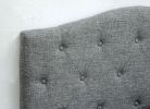 Fabric Camelback Design Twin Headboard with Button Tufted Details, Gray