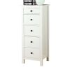 Contemporary Style 5 Drawer Wooden Chest with Straight Legs, White