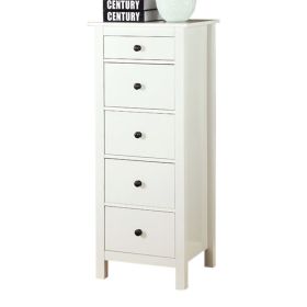Contemporary Style 5 Drawer Wooden Chest with Straight Legs, White
