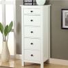 Contemporary Style 5 Drawer Wooden Chest with Straight Legs, White