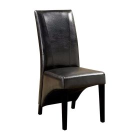 Madison Leatherette Parson Chairs Side Chair,Set of 2; Black