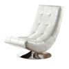 Hammock Style Leatherette Accent Chair with Round Base, White and Chrome