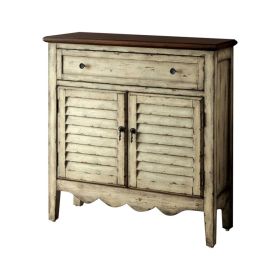 Hazen Country Style  Cabinet, Antique White & Brown