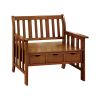 Mission Style Wooden Bench with 3 Drawers and Straight Legs, Brown