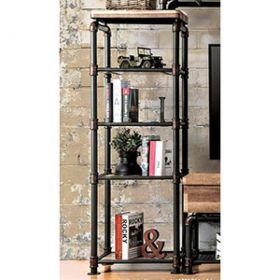 Industrial Style Pier Cabinet with Metal Pipe Design Frame, Antique Black