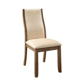 Onway Contemporary Side Chair, Oak & Beige, Set of 2