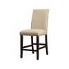 Fabric Counter Height Chairs with Nailhead Trim , Set of 2, Beige and Brown