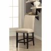 Fabric Counter Height Chairs with Nailhead Trim , Set of 2, Beige and Brown