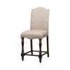 Fabric Seat Counter Height Chair with Turned Legs, Set of 2,Brown and Beige
