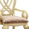 Traditional Wooden Arm Chair with Intricate Carvings, Set of 2,Gold and Brown