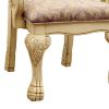 Traditional Wooden Arm Chair with Intricate Carvings, Set of 2,Gold and Brown