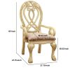 Traditional Wooden Arm Chair with Intricate Carvings, Set of 2,Gold and Brown