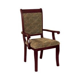 Wooden Flared Back Side Chairs with Textured Fabric Seat, Set of 2, Brown