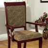 Wooden Flared Back Side Chairs with Textured Fabric Seat, Set of 2, Brown