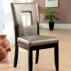 19 Inch Dining Side Chair, Vegan Faux Leather, Set of 2, Gold, Black
