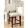Sania Rustic Counter Height Chair In Ivory Linen, Set of 2