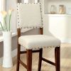 Sania Rustic Counter Height Chair In Ivory Linen, Set of 2