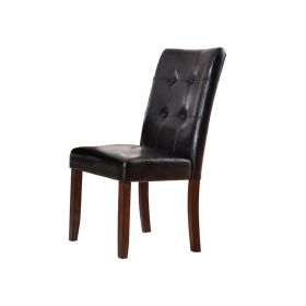 MARSTONE Transitional Side Chair, Brown Cherry & Black, Set of two