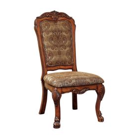 Medieve Traditional Side Chair, Antique Oak Finish, Set Of 2
