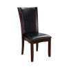 Parson Style Leatherette Wooden Side Chair, Set of 2, Cherry Brown