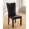 Parson Style Leatherette Wooden Side Chair, Set of 2, Cherry Brown