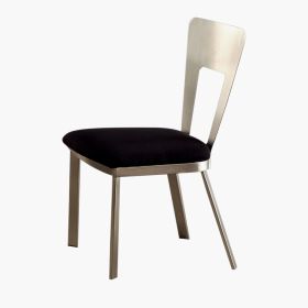 Modern Dining Chair, Steel Frame, Black Fabric Seat, Set of 2