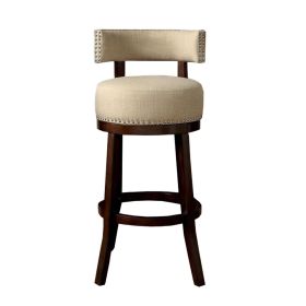 Swivel Bucket Back Barstool with Flared legs, Set of 2, Beige and Brown