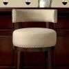 Swivel Bucket Back Barstool with Flared legs, Set of 2, Beige and Brown
