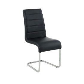 Mauna Contemporary Black Side Chair With Steel Tube, Black Finish, Set of 2