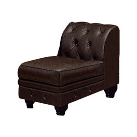 Stanford II Traditional Sofa Armless Chair, Brown Leatherette
