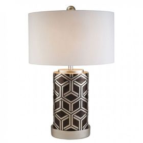 Well designed Polyresin Table Lamp, Silver And Black