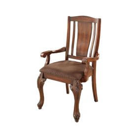 Johannesburg I Traditional Arm Chair, Brown Cherry, Set of 2