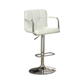 26 Inch Modern Swivel Bar Chair, White Faux Leather, Chrome Base