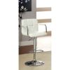 26 Inch Modern Swivel Bar Chair, White Faux Leather, Chrome Base