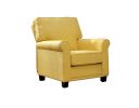 Fabric Accent Chair with Padded Back and Rolled Arms, Yellow