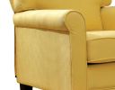 Fabric Accent Chair with Padded Back and Rolled Arms, Yellow