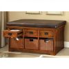Hobart Antique Oak Storage Bench