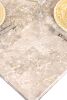 Square Marble Top Counter Height Table with Chamfered Feet, Beige and Brown