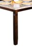 Square Marble Top Counter Height Table with Chamfered Feet, Beige and Brown