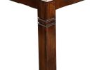 Square Marble Top Counter Height Table with Chamfered Feet, Beige and Brown