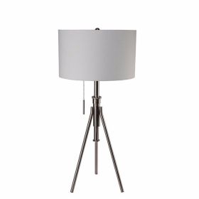 37 Inch Modern Table Lamp, Brushed Steel Tripod Stand