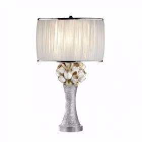 Simone Table Lamp With Glitter Embellishments, White, Silver