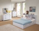 Wooden Full Size Bookcase Headboard with 6 Open Shelves, White