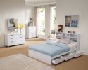 Wooden Full Size Bookcase Headboard with 6 Open Shelves, White