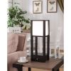 24 Inch Wood and PVC Floor Lamp with 1 Drawer, Brown