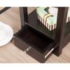 24 Inch Wood and PVC Floor Lamp with 1 Drawer, Brown