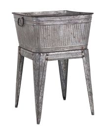 Multi Functional Galvanized Metal Tub on Stand, Gray