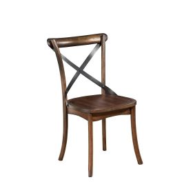 Convenient Metal Accented Side Chairs In Rubberwood Set Of 2
 Brown