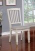 Solid Wood Side Chair With Fabric Padded Seat, Pack of Two, Antique White and Gray