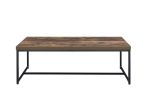 Metal Framed Coffee Table with veneer Top, Weathered Oak Brown and Black